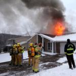 photo by Mark Webb of a house fire in Huntington