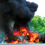 photo by John Compton of a truck fire on Interstate 81 south of Inwood WV.