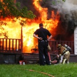 photo by Bill Archer of a house fire in which firefighters encountered a flashover while attempt a search for a confirmed trapped victim. The fire was in Bluefield, WV.