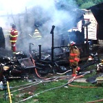photo by Frank Ferrari of a trailer fire in Mt Clare WV.
