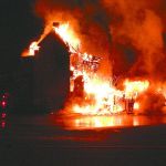 photo by Bill Rosenberger of a townhouse fire in Barboursville WV.