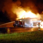 photo by Ron Agnir of a gasoline Tanker Truck fire in Bedington WV.