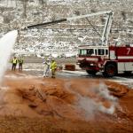 photo by Bob Wojcieszak of an accident with cocoa spill in Charleston WV.