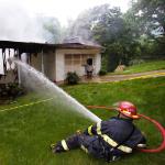 photo by Tom Hindman of a house fire in Charleston WV.