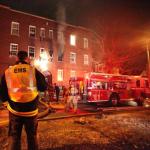 photo by Mark Webb of an apartment building fire in Huntington WV.